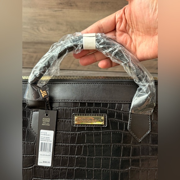 London Fog Satchel Croc Design Elegant Medium Bag For Work fits Laptop - Picture 6 of 14